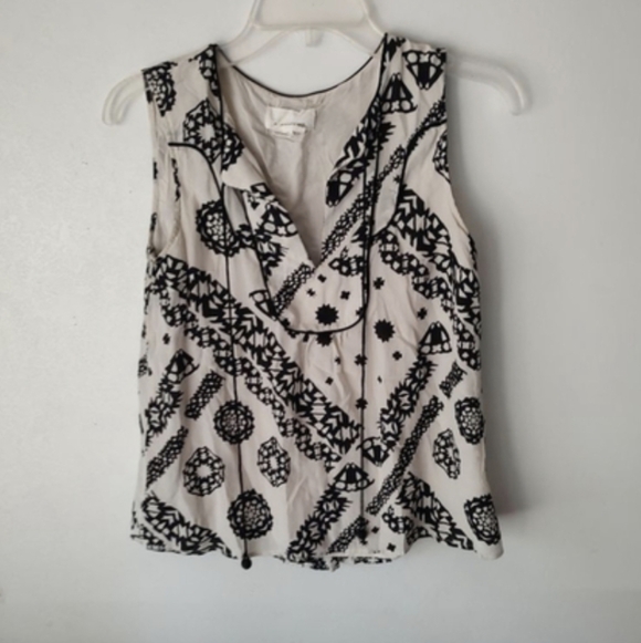 Anthropologie Tops - By Anthropologie Ivory Black Sleeveless Top 0